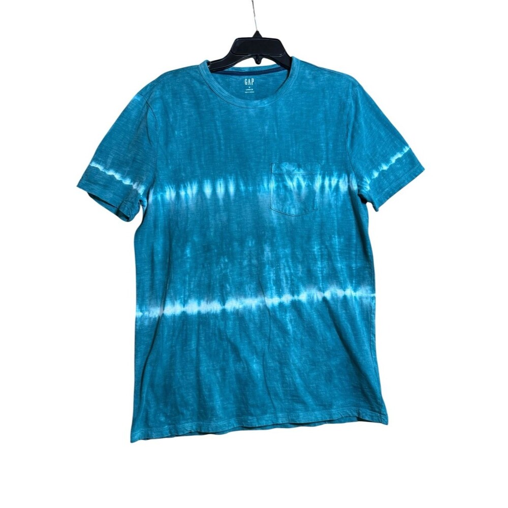 Gap Lived-In Boho Tie-Dye Pocket Teal T-Shirt Size M Hippie/Festival Vibes
